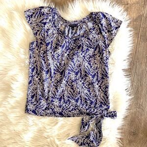 Banana Republic Side Tie Navy/White Top Sz S